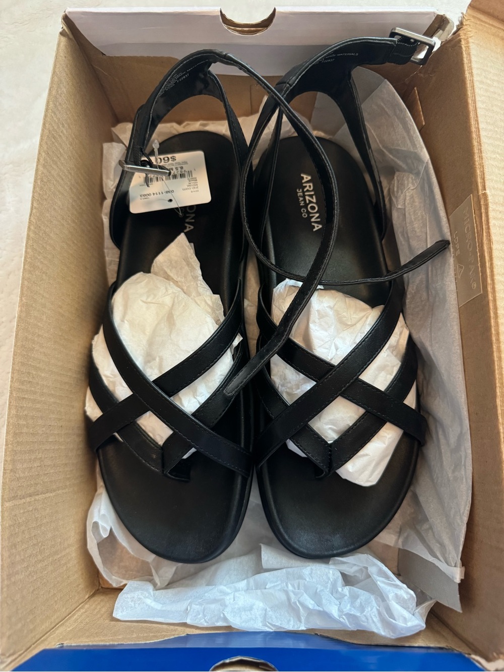 Arizona Jean Company Black Crisscross Ankle-Strap Sandals